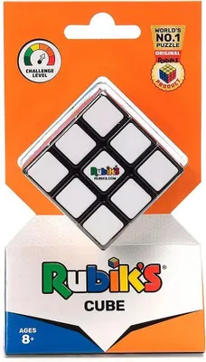 A Rubik's Cube in its retail packaging.