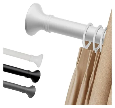 Produktbild von Teleskopstange zum Klemmen 200-300 360-450 410-500 cm Gardinenstange ohne Bohren (Weiß, 410-500 cm)