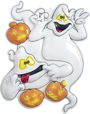 Immagine prodotto di Fantasmi divertenti con zucche decorazione murale per bambini Halloween bianco-arancio-giallo