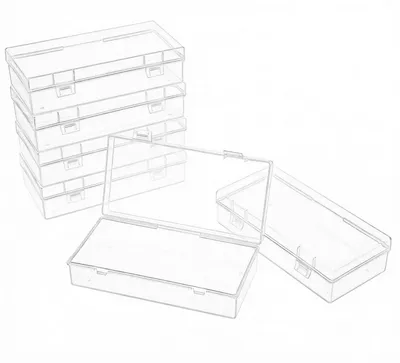 6 Aufbewahrungsboxen mit Deckel, 185 x 90 x 45 mm, transparent