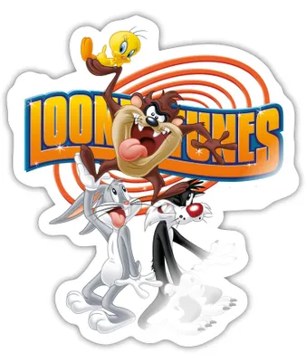 Produktbild von Spreadshirt Looney Tunes Bugs Bunny, Taz, Sylvester & Tweety Sticker Aufkleber, 10 x 10 cm, Weiß glänzend