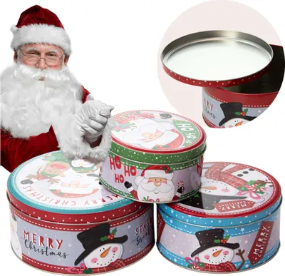 Obrázek produktu pro 3X Vánoční Plechová Dóza Vánoce 20/16,5/13,5 Cm Sada Na Sušenky, Cukroví, Čaj