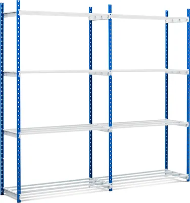 Produktbild von Fachbodenregal MAXIMUS | Grundregal | HxBxT 180x125x60cm | 6 Ebenen | offener Fachboden | Fachlast 152kg | Lichtblau/Lichtgrau