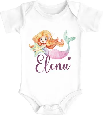 Produktbild von Baby Langarmshirt mit Namen personalisiert Aufdruck Meerjungfrau Prinzessin Geschenk Mädchen Baumwolle SpecialMe® weiß 0-3 Monate