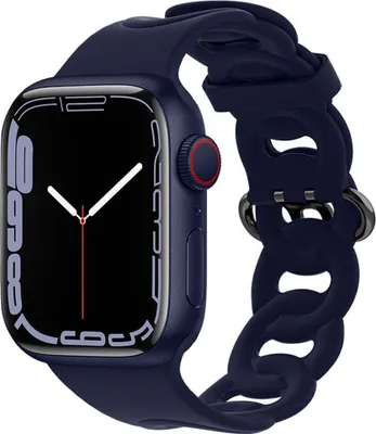 Produktbild von Strap-it Apple Watch Silikon Kettenarmband (Dunkelblau) - Große: 42 - 44 - 45 - 49mm