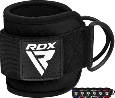 Produktbild von RDX Fußschlaufen Kabelzug Gepolstert, 7MM Neoprenstütze 10”x4”, Ankle Straps, Handgelenk wickelt Mit 2 D-Ring für Cable Machine Fitness Training Fußmanschetten Gym Gesäß Beintraining, Frauen Männer