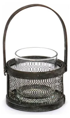Immagine prodotto di Candele in ferro battuto per 2 candele, con base in vetro, altezza 17 cm