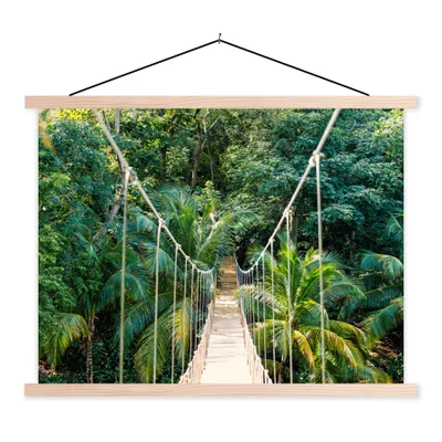 Produktbild von MuchoWow® Textilposter Dschungel - Palme - Brücke - Natur - Pflanzen 120x90 cm mit holzfarbenen Rahmen - Magnetisch
