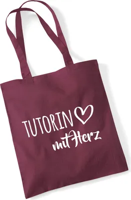 Produktbild von Huuraa Jutebeutel Tutorin mit Herz 10 Liter Burgundy Baumwolle Tasche Geschenkidee
