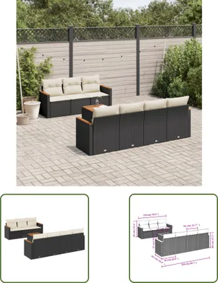Produktbild von The Living Store 8-tlg. Garten-Sofagarnitur mit Kissen Schwarz Poly Rattan
