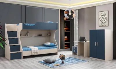 Produktbild von Kinderbett Blau aus Holz mit modernem Design