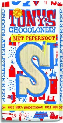 Produktbild von Chocoladeletter tony chocolonely wit pepernoot s