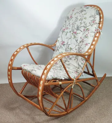 Produktbild von Korbstuhl, Schaukelstuhl aus Weide Modell Ole inkl. Polster Bird, Rattan Schaukelstuhl