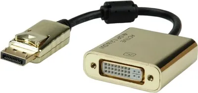 Obrázok produktu pre ROLINE 12.88.3175, 0,15 m, DisplayPort, DVI-D, Samec, Samica, Čierna, Zlato
