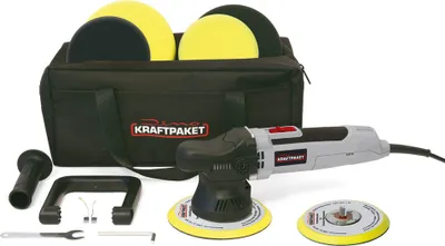 Produktbild von 9mm-650W Dino KRAFTPAKET Exzenter Poliermaschine XXL-Set Stützteller 125mm 150mm für Auto KFZ Boot
