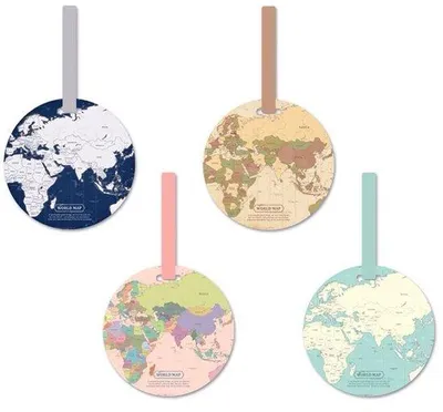 Immagine prodotto di Go Go Gadget – Etichette per valigia – Bagaglio – Vacanza – Viaggi – Mappa del mondo – 1 set da 4 pezzi