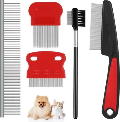 Image de Larmes détachant chiens chats peigne yeux brosse peignes à puces 5 pièces