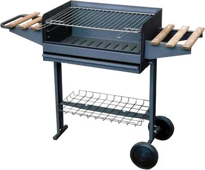 Obrázok produktu pre Mobilný gril Hermosa na varenie vonku – vhodný na drevené uhlie – 120 x 42 x 86 cm – čierny