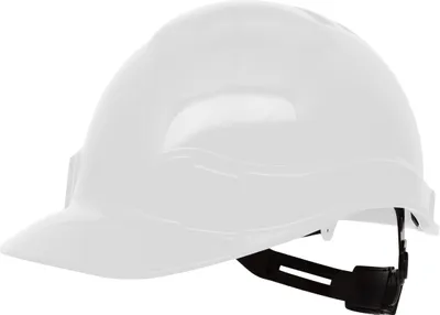Produktbild von PRO FIT Arbeitsschutzhelm Pro Cap–Robuster Sicherheitshelm, PE-Schutzhelm für die Baustelle, Belüfteter Bauhelm,  Kopfband anpassbar & Kinnriemen-Weiß