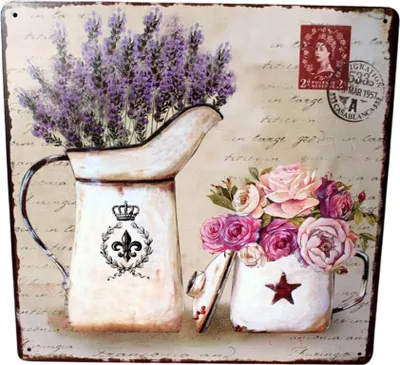 Produktbild von Shabby Blechschild Blumen Kannen