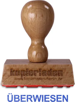 Produktbild von Holzstempel ÜBERWIESEN, 50 x 10 mm, hochwertiger Holzstempel aus Buchenholz Lagertext „ÜBERWIESEN“ – ideal für Büro und privat