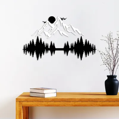 Zdjęcie produktu dla Wallity, Nature And Mountain - 10, Dekoratives Wandaccessoire aus Metall, 100 % METALL, Schwarz, 52 x 20 cm