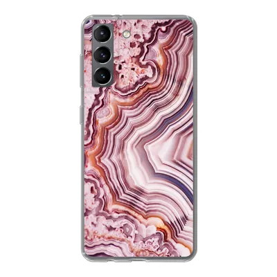 Produktbild von MuchoWow® Handyhülle Schutzhülle Hülle für Samsung Galaxy S21 Naturstein - Rosa - Luxus Silikon Softcase Handy Hülle - Softcase
