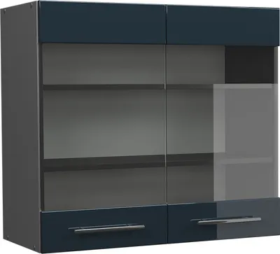 Produktbild von Küchenglasschrank Vicco Fame-Line Dunkelblau Hochglanz 80 cm, Model 48831