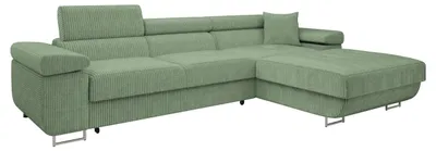 Produktbild von MIRJAN24 Ecksofa Torezio Mini Cord, Stilvoll Eckcouch mit Bettkasten und Schlaffunktion, Einstellbare Kopfstützen, 280x170x70-90 cm (Farbe: Poso 47, Seite: Rechts)