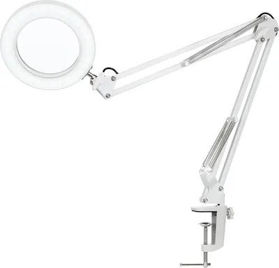 Produktbild von Tomshine Flexible Klemm-Tischlampe mit 8-facher Lupe Schwenkarm Dimmbare LED-Tischleuchte 3 Farbmodi & 10 Helligkeitsstufen Lesen Arbeiten