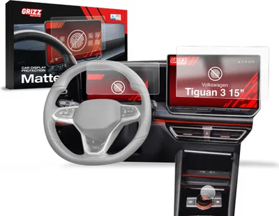 Immagine prodotto di Pellicola opaca 3 in 1 per display auto Volkswagen Tiguan 3 da 15" (2024-2025), Grizz Protector