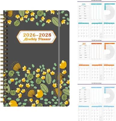Produktbild von 3-Jahres-Kalender, 2026-2028 Buchkalender Monatsplaner Spiralbindung, 36-Monate Terminplaner für Schule & Büro