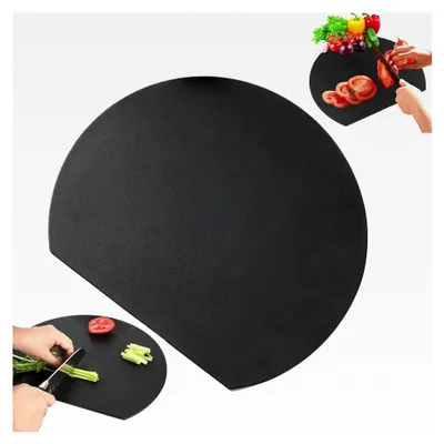 Produktbild von TPU Schneidebrett, Kunststoff Schneidebrett, Frühstücksbrettchen, BPA-frei, leicht zu reinigen, spülmaschinenfest, rutschfest, kratzfeste flexible Schneidebretter für die Küche (Schwarz) - L