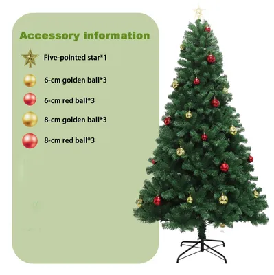 Productafbeelding van Kunstkerstboom, eenvoudig te monteren, stabiele metalen voet, 1,8 meter hoog