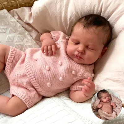 Produktbild von Reborn-Baby-Puppe, 50 cm - Waschbare Silikonpuppe - Realistische Babypuppe - Mädchen