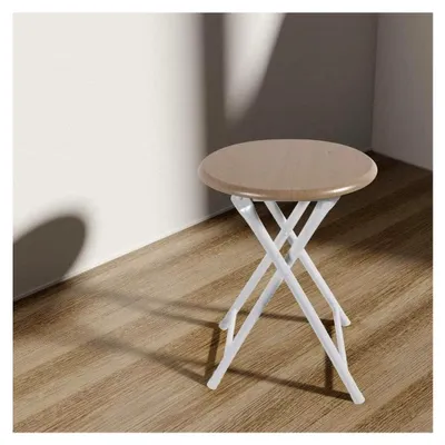 Produktbild von Küchenhocker Ø 30 x 45cm (H) Weiss, Buchenoptik