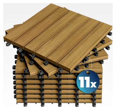 Produktbild von -e Eukalyptusholzfliesen 1m² 30x30cm Klicksystem zuschneidbar Terrassenfliese Außen