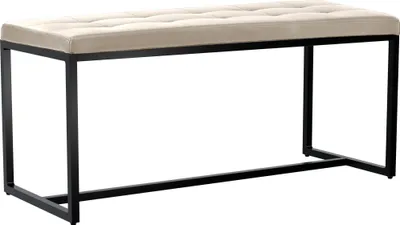 Produktbild von CLP Sitzbank Barci mit Polsterung und schwarzem Eisengestell creme Material Kunstleder