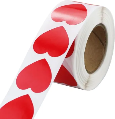 Produktbild von 500 Stück rote Herzaufkleber, selbstklebend, 25 mm Durchmesser