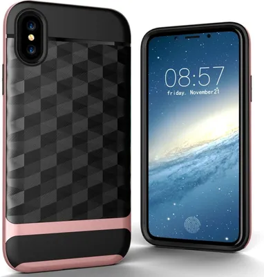 Produktbild von Hülle für Apple iPhone X / 10 Backcover Case Handy Schutzhülle - Cover 3D Prisma Design Rose Gold