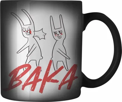 Produktbild von Trendation - Kawaii Baka Hase Geschenk Otakus Anime Manga Farbwechsel Zauber-Tasse Geschenkidee Anime-Fans (Schwarz)