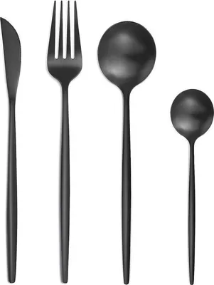 Produktbild von Edelstahlbesteck-Set 24-teilig matt schwarz für 6 Personen
