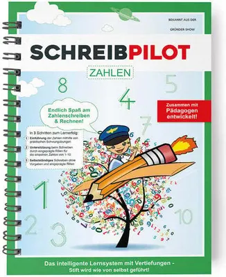 SCHREIBPILOT Schreiblernheft für ABC-Schützen Zahlenheft Erlernen Zahlen Schwungübungen Ziffern Rechnen Lernsystem von Lehrern Professoren Schülern