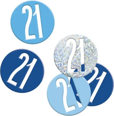 Produktbild von Konfetti blau & silber Zahl 21