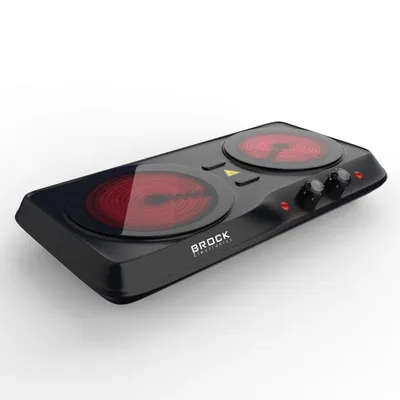 Obrázek produktu pro Brock HPI 3002 BK, 2200 W, 2 zóny, Infračervený, Sklokeramika, Přenosný, Černá, Elektrická varná deska