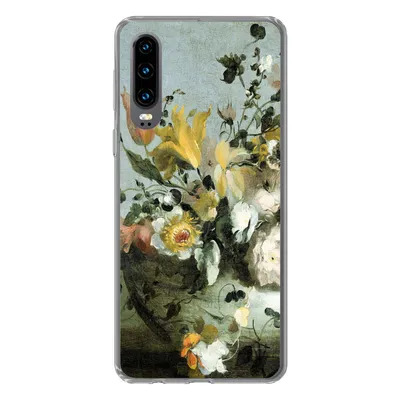 Produktbild von MuchoWow® Handyhülle Schutzhülle Hülle für Huawei P30 Blumen - Alte Meister - Barock Silikon Softcase Handy Hülle - Kartenbesitzer