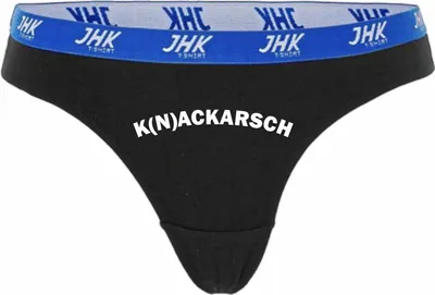 Produktbild von Damen Thong Slip - Boxer-0011-woman-black-h-S - schwarz - S - hinten - K(N)ACKARSCH - lustiges Motiv - Spruch - Unterwäsche - Unterhose - Freizeit - lustig