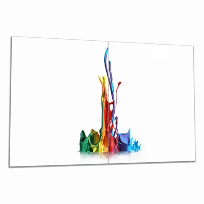 Produktbild von Wallario Herdabdeckplatte aus Glas, Größe 80 x 52 cm 2-teilig, Motiv Farbklecks von links - Bunte Farben auf Abwegen