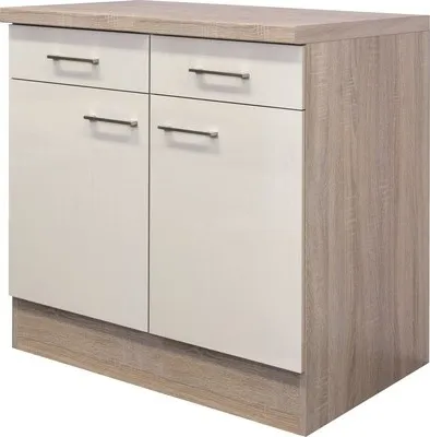 Obrázok produktu pre Kuchynská skrinka dolná s dvierkami Flex Well Nepal šírka 80 cm kašmírový odtieň lesklý