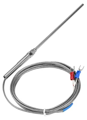 Obrázek produktu pro Závit M8, typ K, termočlánek, teplotní čidlo sondy 150 mm, drát 0–400 °C (2 m)